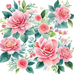 Beautiful watercolor flower floral natural background Generative AI