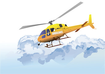 Obraz na płótnie Canvas Helicopter ambulance. Color Vector 3d illustration