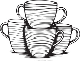 set of coffee cups vector isolated on white background