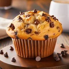 Chocolate Chip Muffin captured from a tantalizing top view