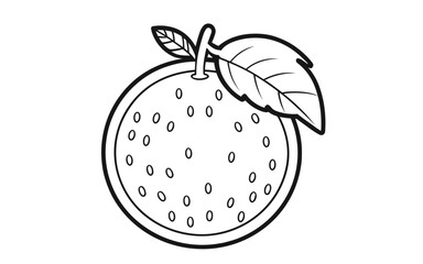 colouring sheet for kids with an orange and a leaf vector illustration