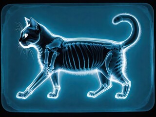 Illustration medical illustration of cat anatomy - The skeletal system.  project in dark color