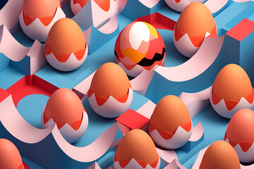 memphis style print . Easter eggs 
