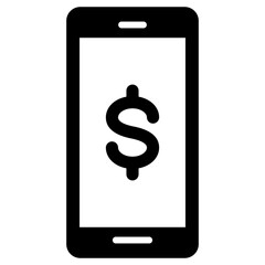 Black single mobile payment filled icon, simple online banking flat design pictogram, infographic vector for app logo web button ui ux interface elements isolated on white background