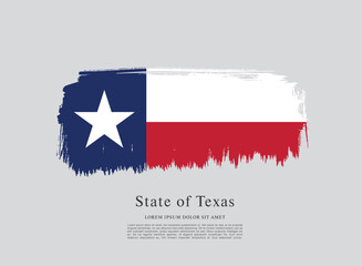 Naklejka premium Flag of Texas state, brush stroke background