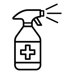 Black single anti-bacterial spray line icon, simple health safe tool flat design vector pictogram, infographic vector for app web website button ui ux interface elements isolated on white background