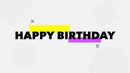 Modern Happy Birthday with geometric pattern on white gradient, motion holidays and promo style background - Powered by Adobe