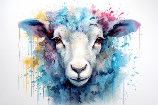 watercolor Sheep Cute sheep watercolor illustrations Cute goat hand-painted watercolor animals