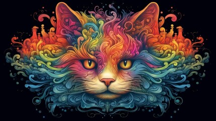   psychedelic colorful cat