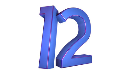 Creative blue violet 3d number 12