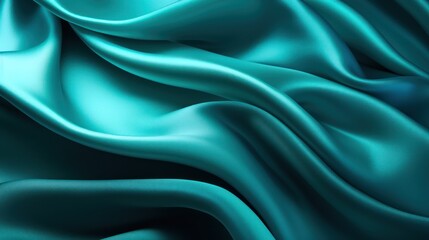 Obraz premium Closeup of rippled turquoise silk fabric as background