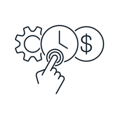 Money time technology. Vector linear illustration icon isolated on white background.