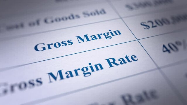 Animated Financial Report with a Focus on Gross Margin Figures. Fictitious Data Created Exclusively for This Concept Footage
