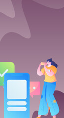 Virtual characters social communication concept business flat vector hand drawn illustration
