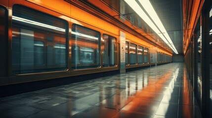 passenger train in the subway station - obrazy, fototapety, plakaty