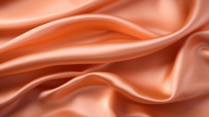 Fototapeta premium Closeup of rippled orange satin fabric texture background.