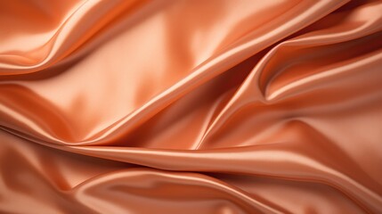 Fototapeta premium Closeup of rippled orange satin fabric texture background.