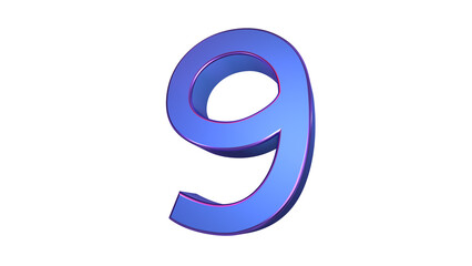 Fototapeta premium Blue 3d number 9