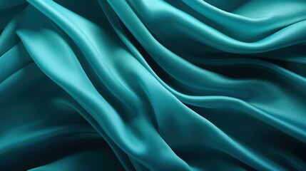 Closeup of rippled turquoise silk fabric as background