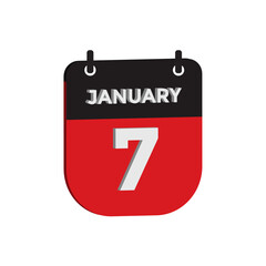January 7 calendar reminder 3d. daily date reminder vector