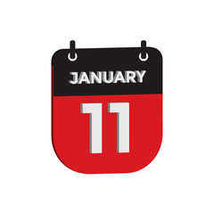 January 11 calendar reminder 3d. daily date reminder vector