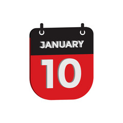 January 10 calendar reminder 3d. daily date reminder vector