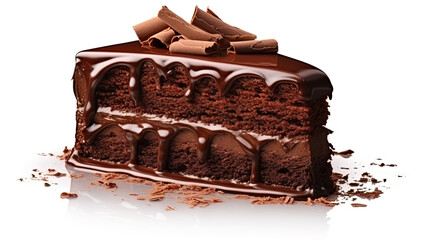 Tasty Chocolate Cake Slice. isolated on white background