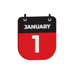 January 1 calendar reminder 3d. daily date reminder vector