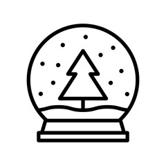 Black single snow globe line icon, simple Christmas winter ball flat design pictogram, infographic vector for app logo web button ui ux interface isolated on white background