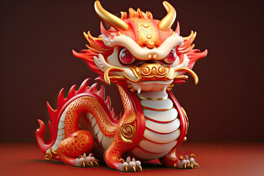 A cute cartoon red dragon for Chinese new year celebration