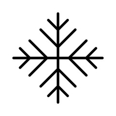 Black single snowflake line icon, simple freeze temperature flat design pictogram, infographic vector for app logo web banner button ui ux interface isolated on white background