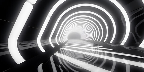 Black and white round tunnel podium abstract background Sculpted Simplicity Minimalist Podium Tunnel in Grayscal 