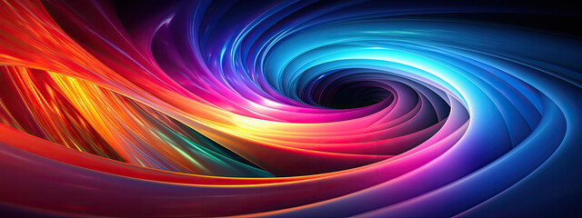 A hypnotic spiral of neon colors pulls into a vivid vortex, symbolizing digital dynamism and creativity. - obrazy, fototapety, plakaty