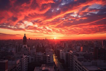Sunset over the city of Sao Paulo, Brazil, South America, sunset over Buenos Aires, Argentina, AI Generated
