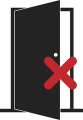 Isolated pictogram round sign of keep door closed, do not open door, indoor, office, for industrial safety and caution sign