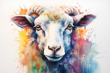 watercolor Sheep Cute sheep watercolor illustrations Cute goat hand-painted watercolor animals