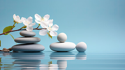 Tranquil spa pebble blue imagery in a minimalistic photographic approach, artistic arrangement and ambiance