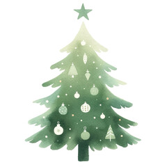 Watercolor Christmas tree isolated on white background.