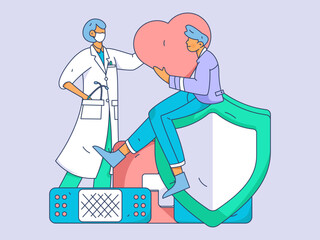 Medical characters fighting the epidemic flat vector concept operation hand drawn illustration
