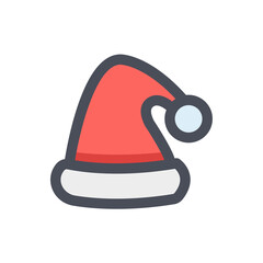 Santa Hat color icon for Christmas decoration.