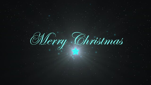 Merry Christmas with star symbol and flying glitters in galaxy, motion holidays and winter style background for New Year and Merry Christmas