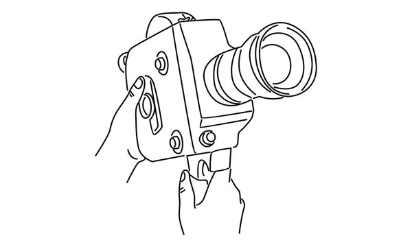 recommend clip art: line art of hand holding photo camera