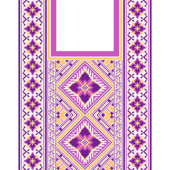 floral embroidery neckline background. ikat and cross stitch geometric seamless pattern ethnic oriental traditional. Aztec style illustration design for carpet, wallpaper, clothing, wrapping, batik.