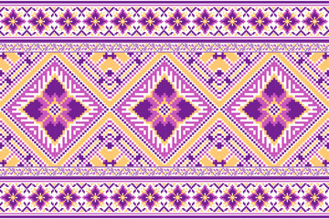 flower embroidery on white background. ikat and cross stitch geometric seamless pattern ethnic oriental traditional. Aztec style illustration design for carpet, wallpaper, clothing, wrapping, batik.