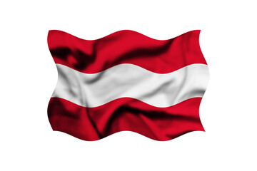 The flag of Austria is waving in the wind on a transparent background. Clipping path included