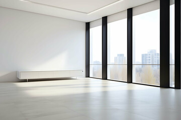 Obraz premium white empty room with big windows