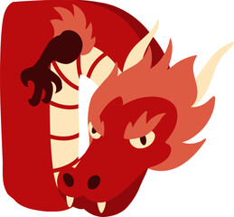 Chinese Dragon Letter D