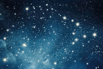 Fototapeta premium Festive starry sky background with blue light bokeh. New year and Christmas concept