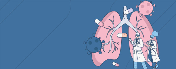 Medical characters fighting the epidemic flat vector concept operation hand drawn illustration
