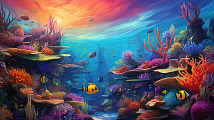 Fototapeta na wymiar Underwater World - Marine Life Spectacle